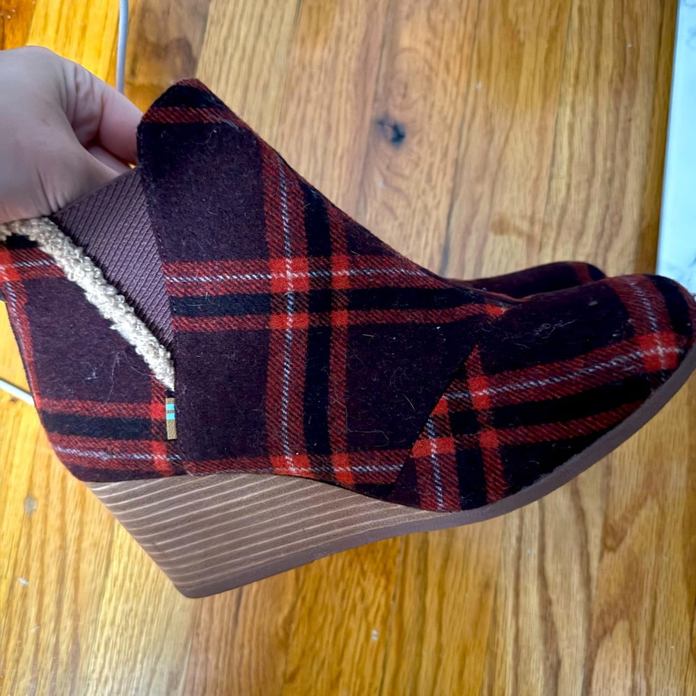Tom’s Buffalo Plaid Wedge Boots
